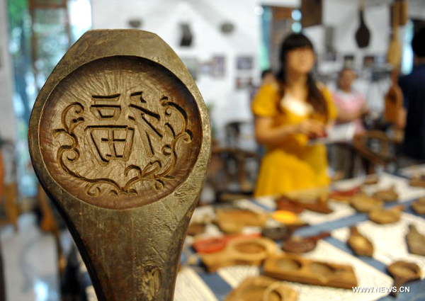 Ancient baking molds of mooncake