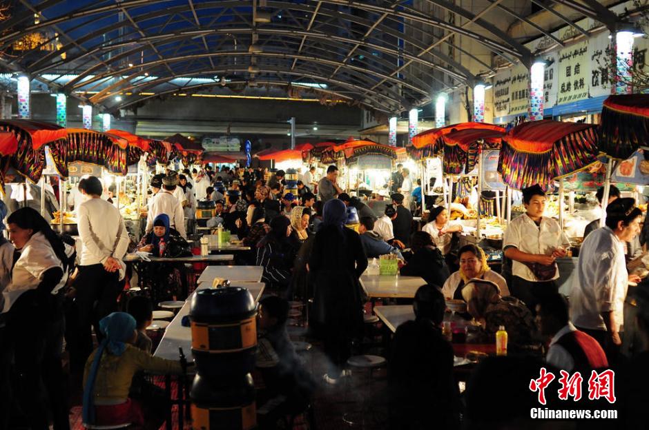 Delicious foods at night market in Urumqi