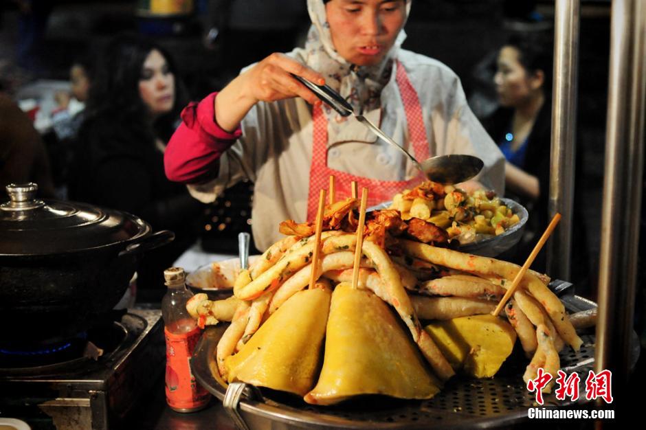 Delicious foods at night market in Urumqi