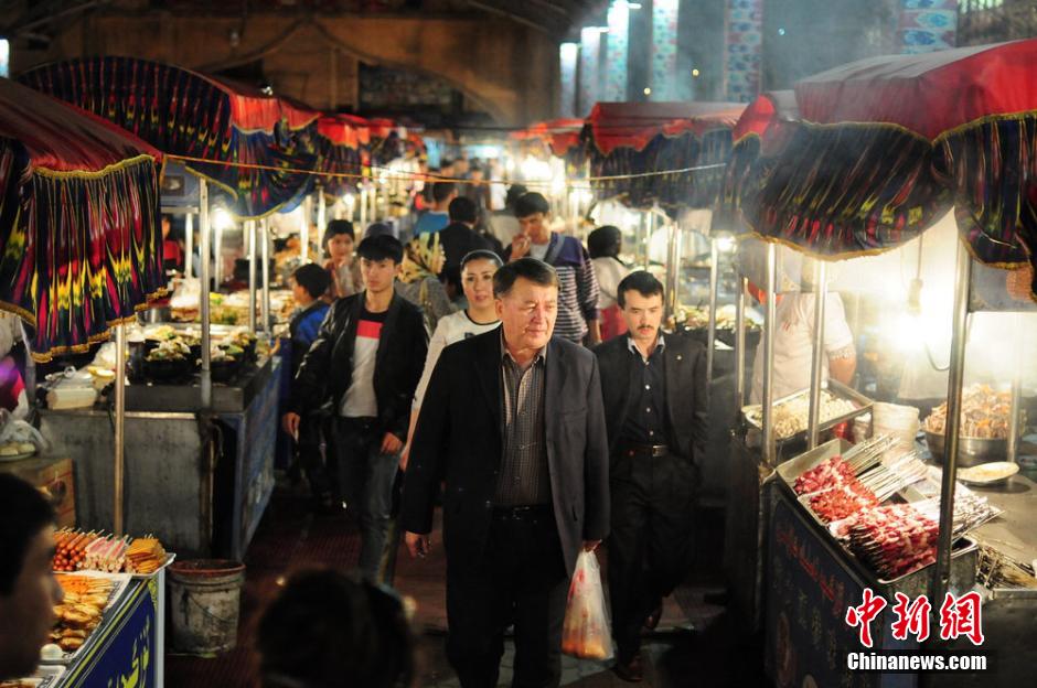 Delicious foods at night market in Urumqi