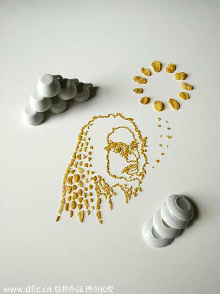 Creative corn flake portraits