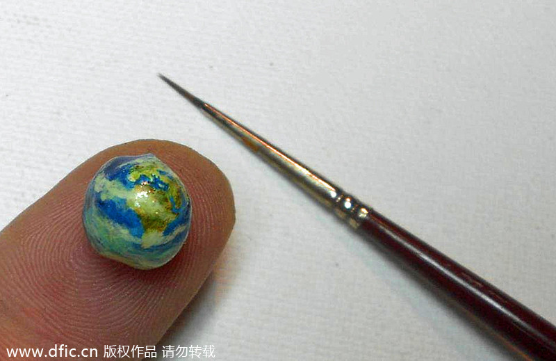 Tiny landscapes painted on food