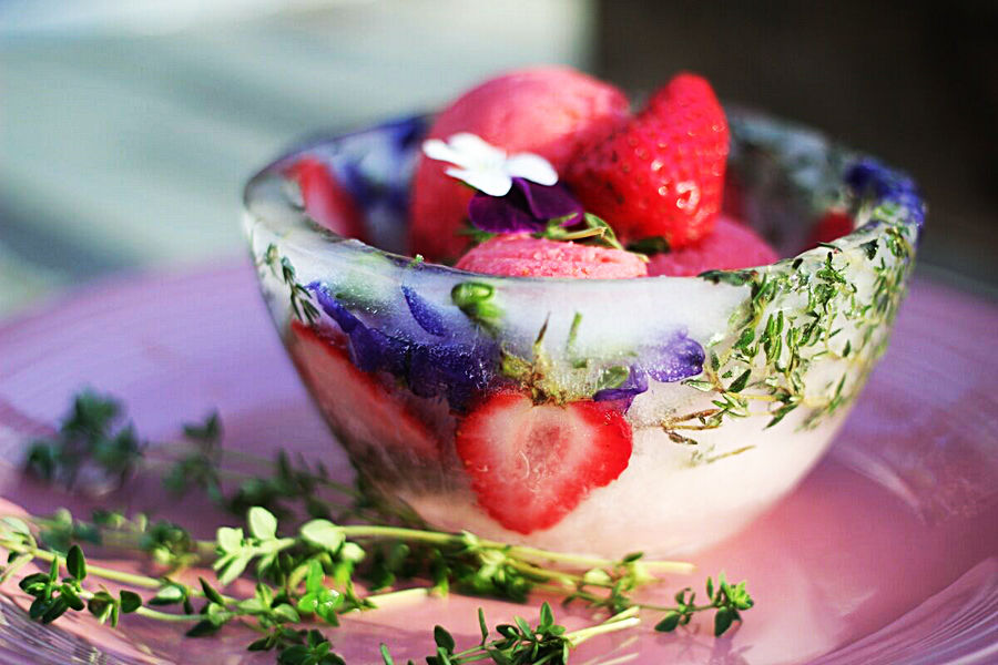 Stunning flower and fruit ice cools down scorching autumn