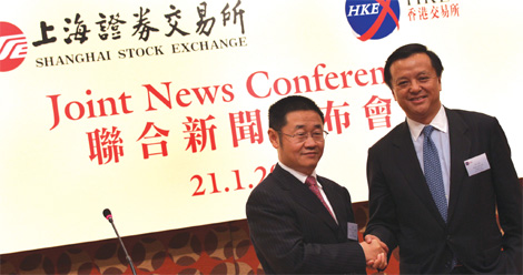 Hong Kong and Shanghai bourses to boost cooperation