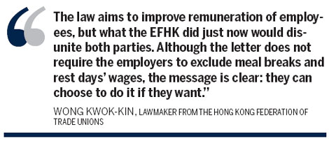 EFHK letter touches off new war over minimum wage