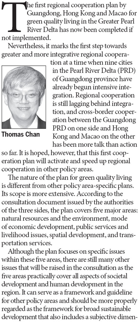 Green living in Greater PRD needs more thought