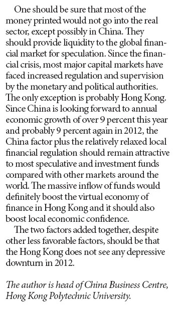 Hong Kong economy unlikely to fall signifi cantly in 2012
