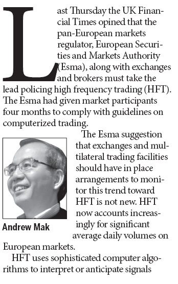 High frequency stock trading rules should be regulated