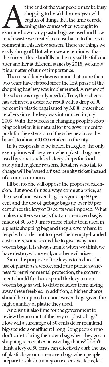 More work needed to reduce plastic bag use