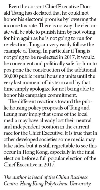 Tang's election campaign platform underscores populism