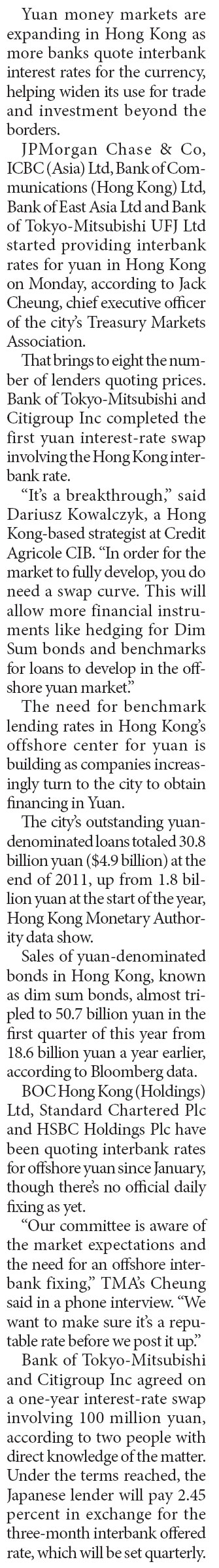 Yuan money market expands