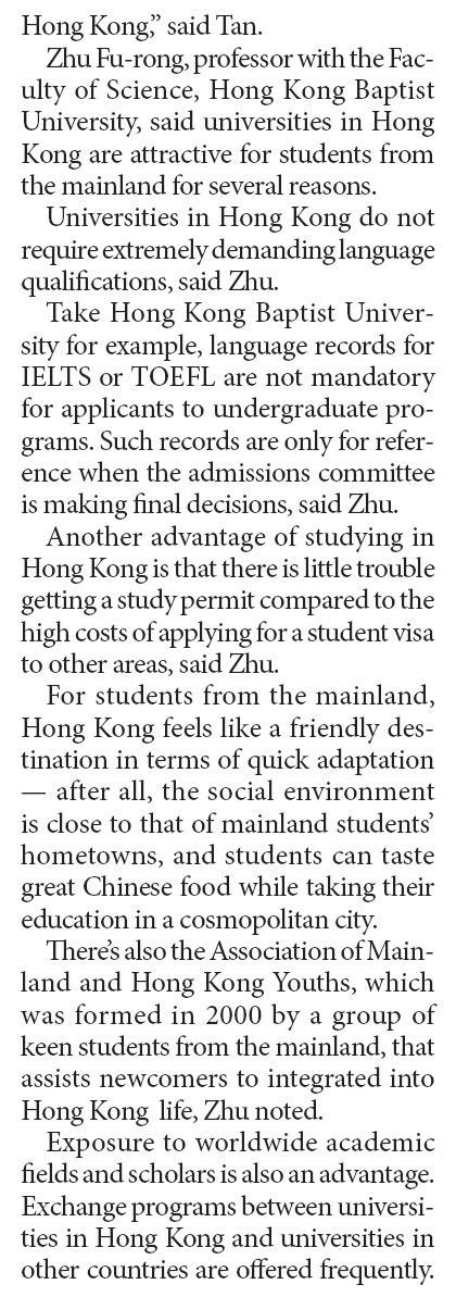 Mainland students vie for higher-ed in Hong Kong