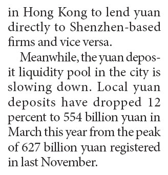 Yuan deposit rate in HK is tipped to rise further