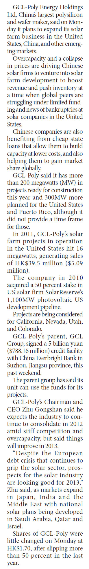 GCL-Poly to expand solar farm business