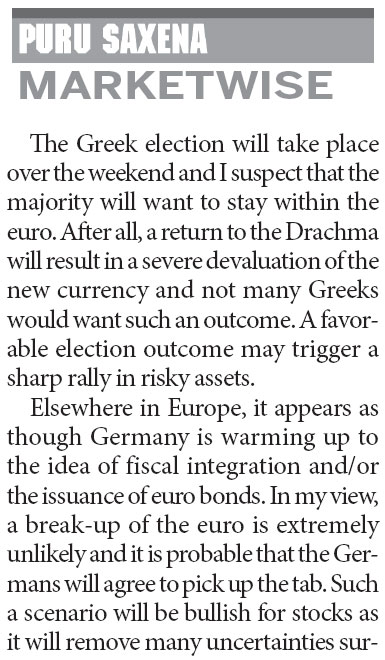 Favorable Greek elections outcome may touch off risky assets rally