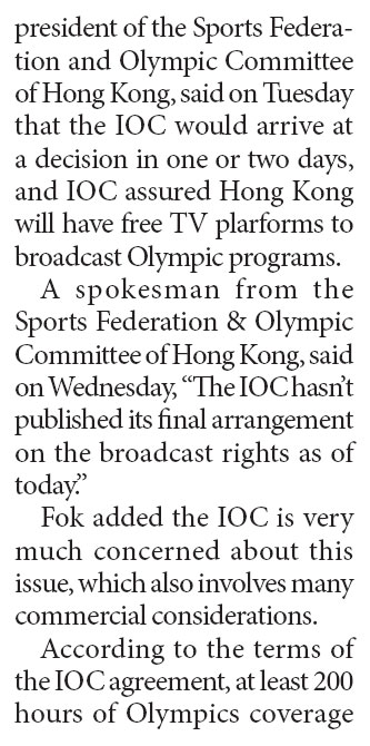 Free TV runners take Olympics coverage squabble to IOC