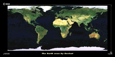 欧航局展示卫星版世界地图