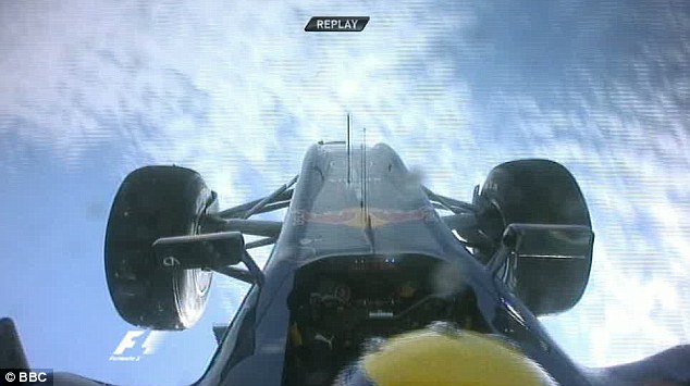 F1赛车被撞空中翻转360度 车手奇迹生还(组图)