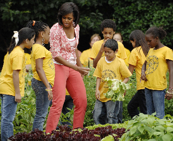 白宫菜园丰收 第一夫人米歇尔带小学生采摘烹制美食