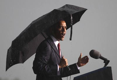 奥巴马重要演讲因暴雨推迟 参加活动地点惹争议