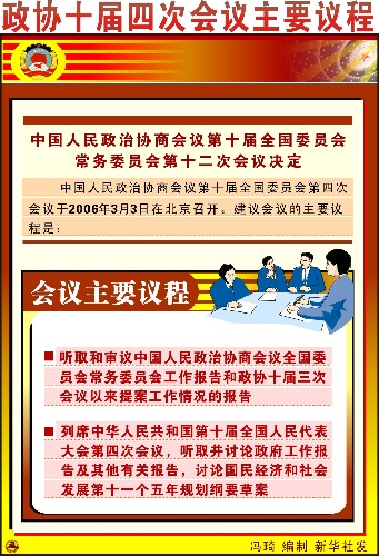 政协十届四次会议主要议程