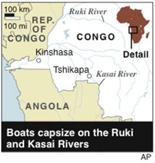 刚果(金)发生翻船 70人死亡200人失踪