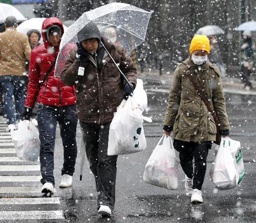 日本仙台重灾区降大雪 生活必需品供应紧张（图集）