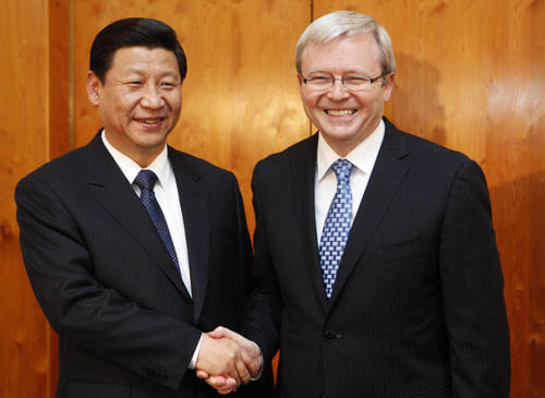 Xi Jinping, Kevin Rudd hold talks in Canberra