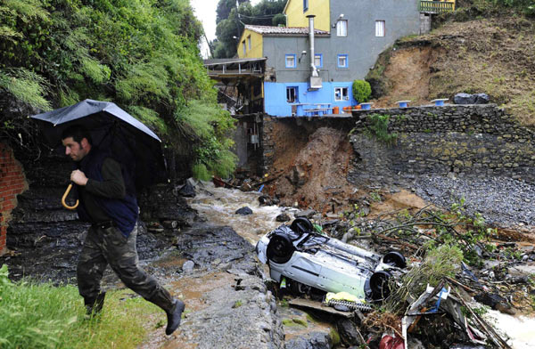 Heavy rain caused floods in Asturias