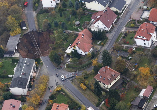 Huge sinkhole opens up in German town