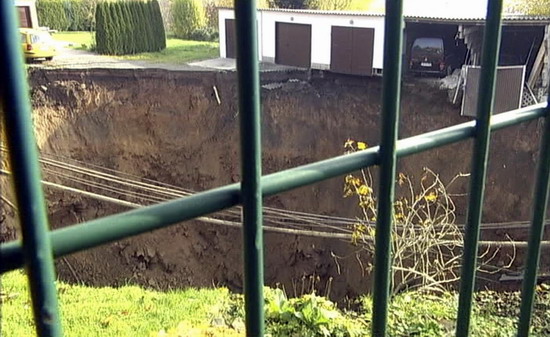 Huge sinkhole opens up in German town