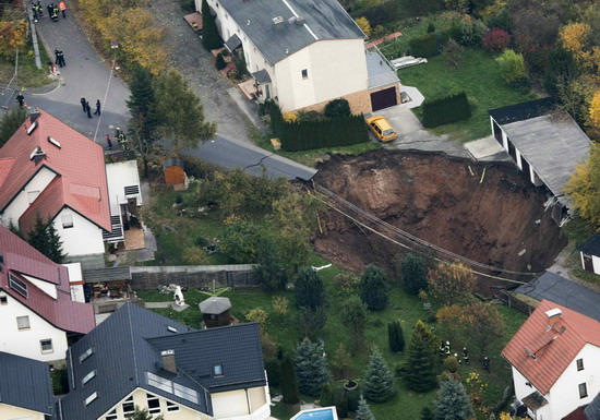 Huge sinkhole opens up in German town