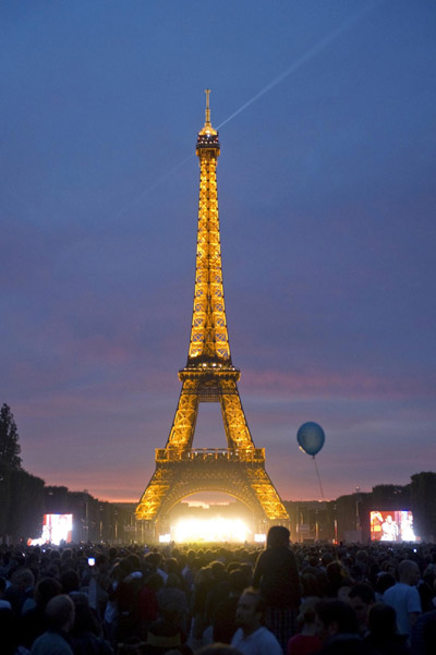 Eiffel Tower illuminated for the Bastille Day