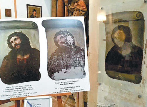 Town looks to cash in on botched restored fresco