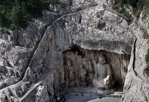 Areial view of Longmen Grottoes in Luoyang