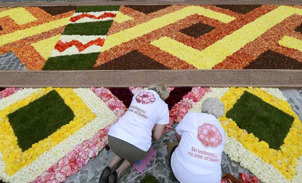 Flower carpet displayed at the Grand Place in Brussels, Belgium