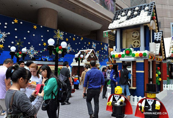 'Christmas village' built with building blocks opens in HK