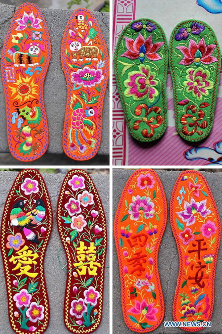 Embroidery insoles in China's Shanxi