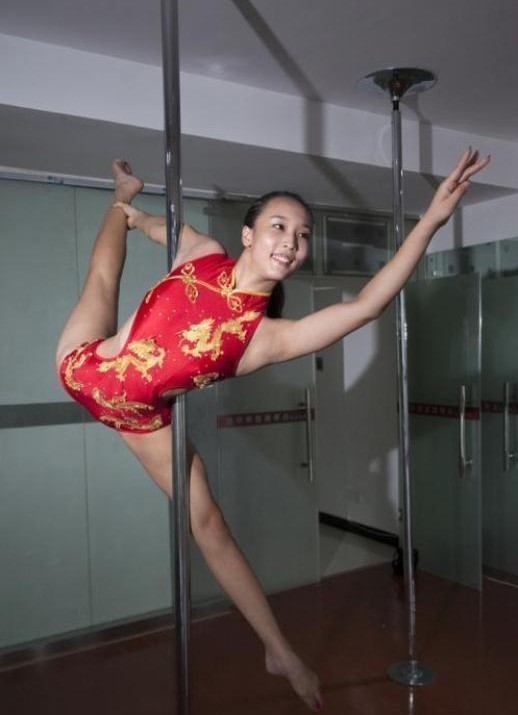 Graceful Posture of Pole Dance Champion