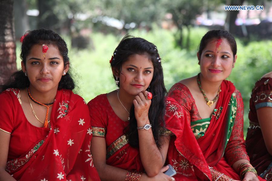 Nepalese Hindu women celebrate Teej festival
