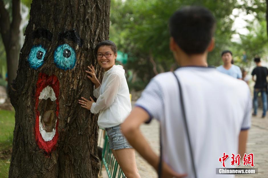 Tree-hole paintings attract crowds in N China