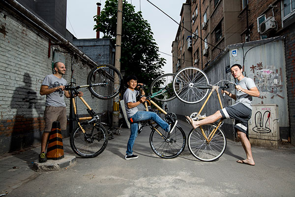 On a bicycle made from bamboo