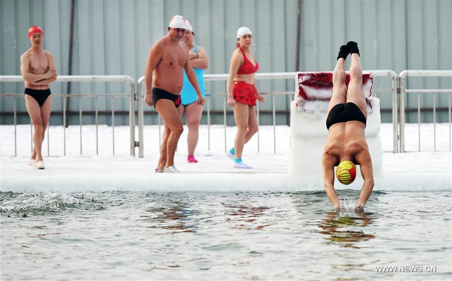 Winter swimmers perform in Harbin