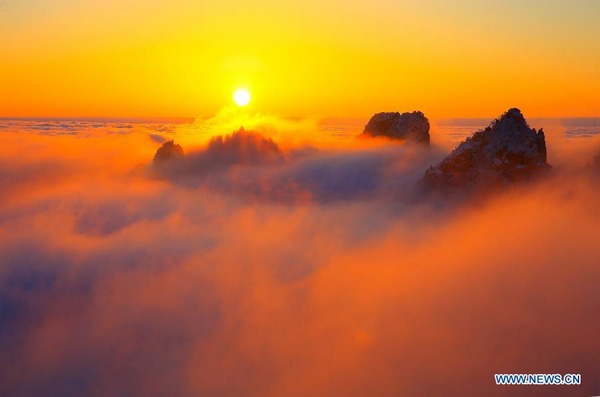 Scenery of Huangshan Mountain after snowfall