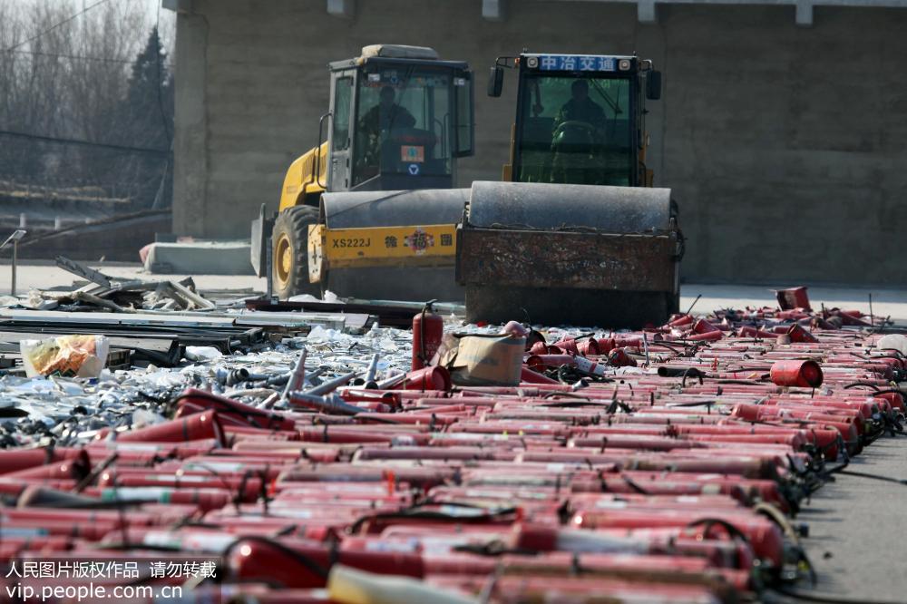 Counterfeit fire safety products destroyed in Northeast China