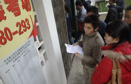 Almost 1 mln people sit China's civil service exam