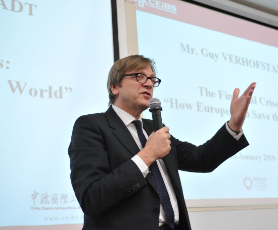 Former Belgian PM speaks at China Europe International Business School