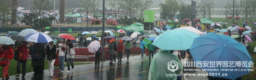 The romantic Xi'an Expo Park in the rain