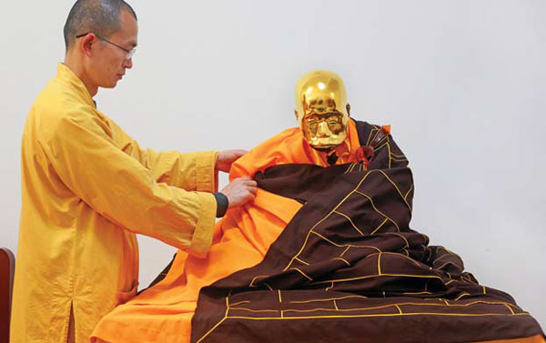 Golden moment for revered monk