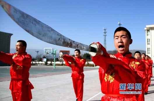 Armed police carry forward martial arts